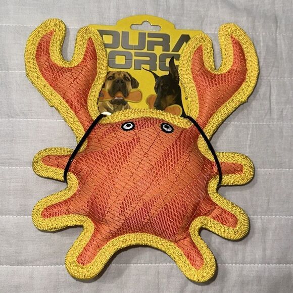 DuraForce Orange Yellow Crab Dog Toy - Picture 9 of 11
